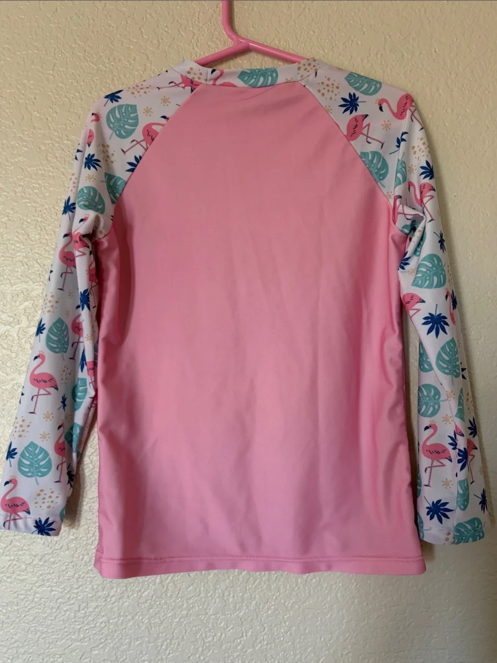 SHEIN  2 Piece Set Long-Sleeve Girls Rashguard with Flamingo Print